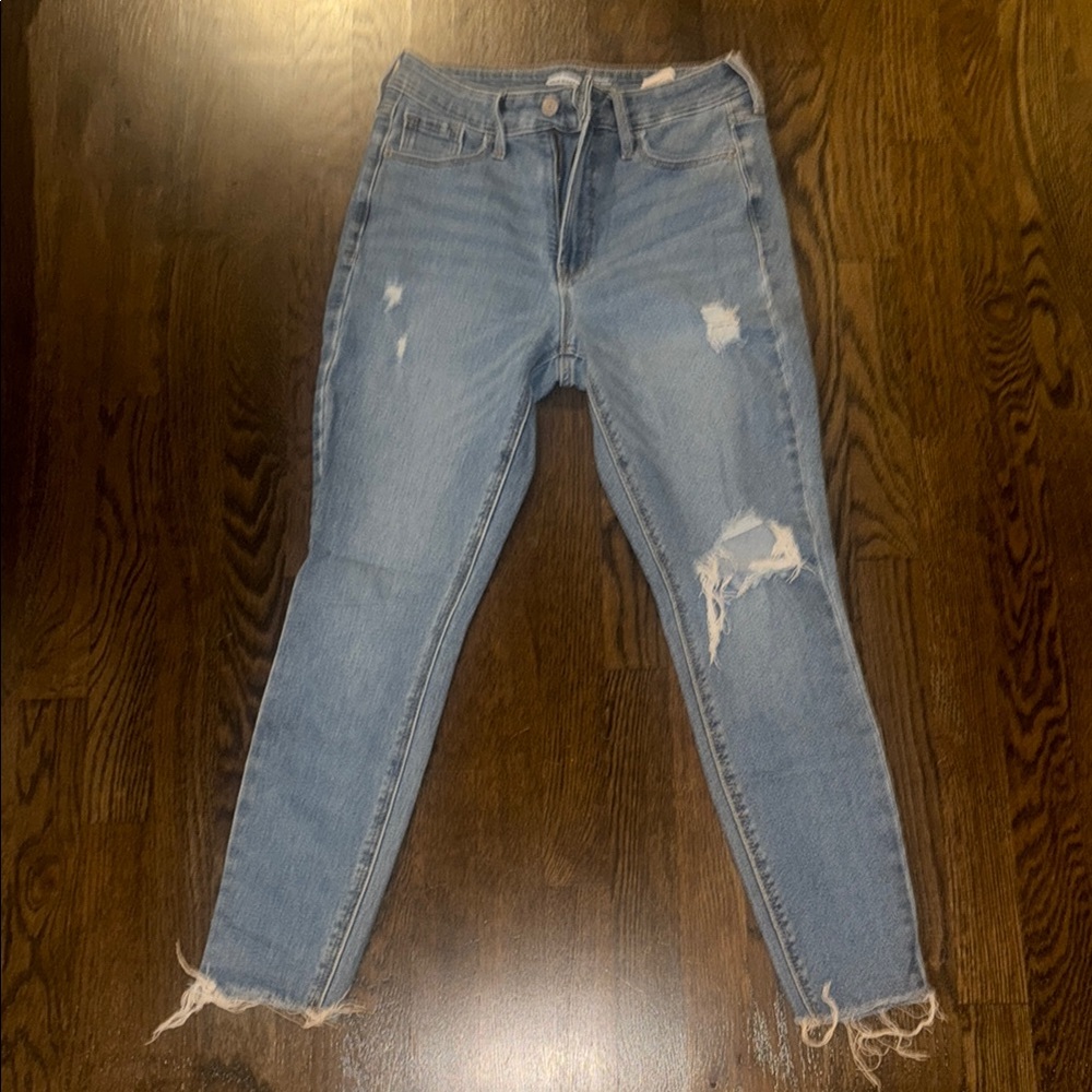 Old Navy High Rise Blue Jeans with Distressed Details